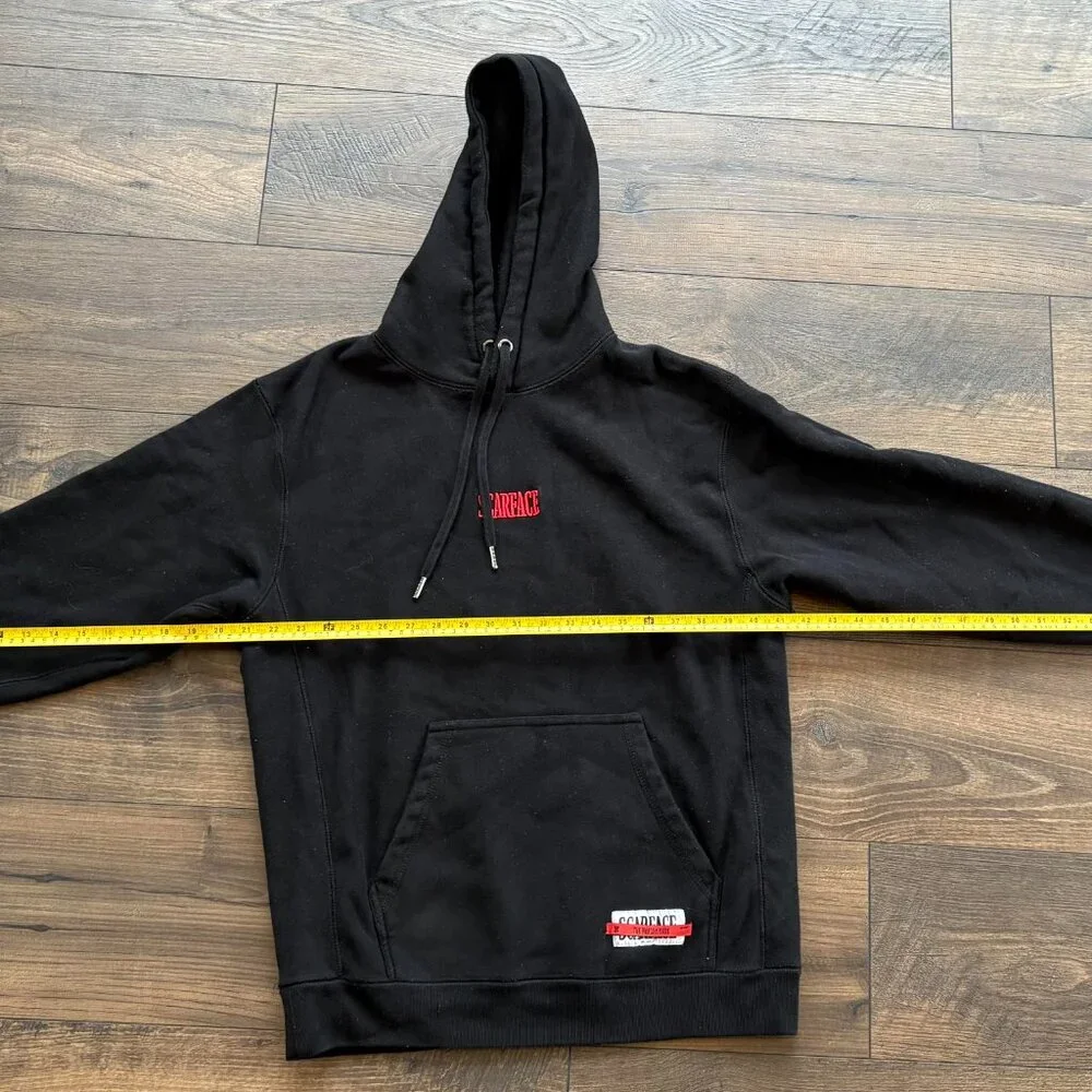 Scarface X Shoe Palace PULLOVER HOODIE LARGE Black Tony Montana Movie Poster - Picture 4 of 12